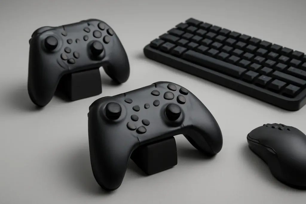 Editorial photograph related to back button attachments controllers