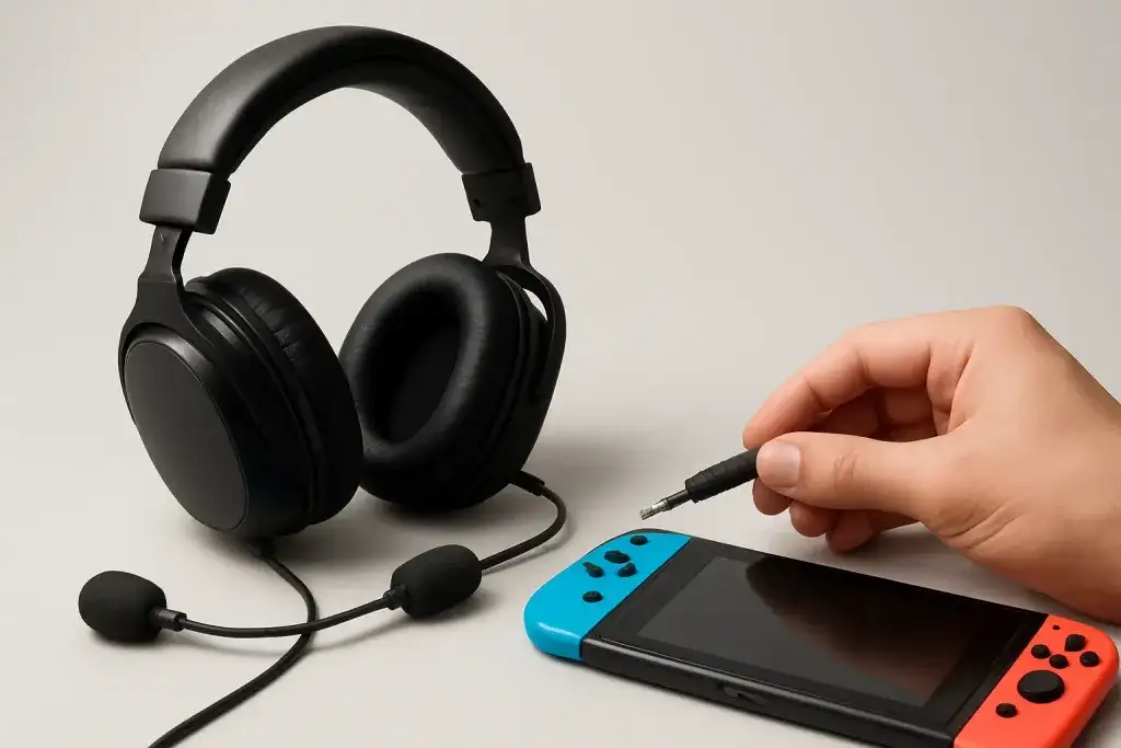 Close-up editorial photograph of a detail related to gaming headset nintendo switch compatibility