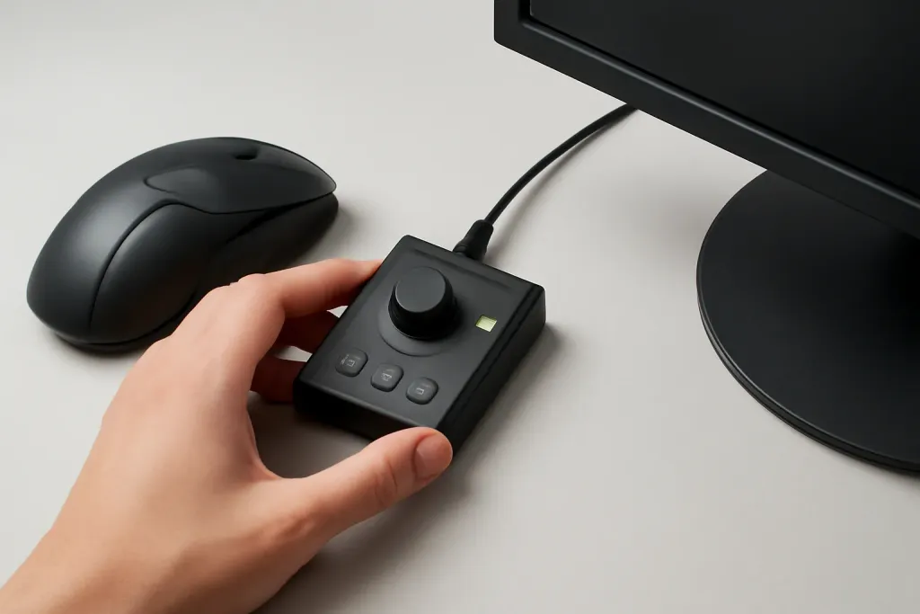 Close-up editorial photograph of a detail related to monitor response time ghosting fix