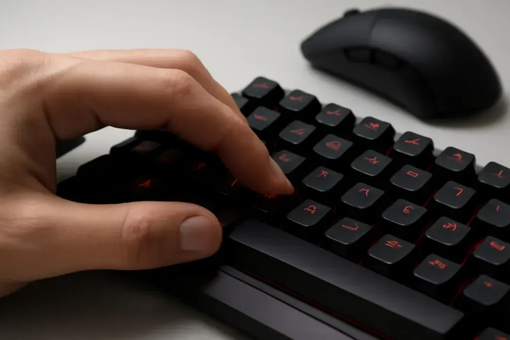 Close-up editorial photograph of a detail related to mushy keyboard keys